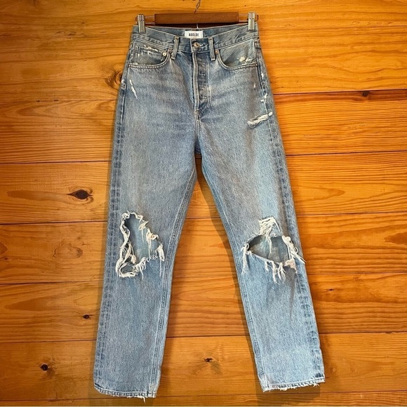 Agolde 90’s Mid Rise Loose Fit Straight Jeans in Fall Out 24 - Picture 5 of 14